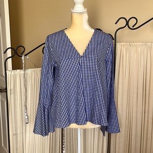 Zara Woman Gingham Blue and White top